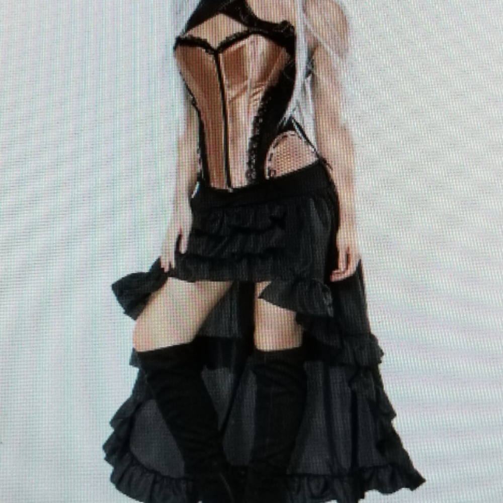 Brown Gothic Halter Stain Three Piece Corset Dress